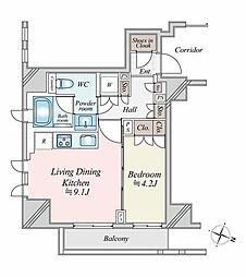 ピアース麻布十番 1LDKの間取図画像