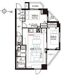 グローリオ高円寺 2LDKの間取図画像