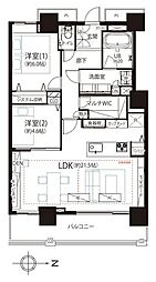 ベイクレストタワー 2LDKの間取図画像