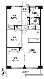 大島スカイハイツ 3LDKの間取図画像