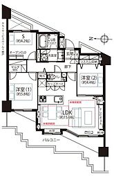 ディアナコート二子玉川園 2SLDKの間取図画像
