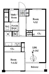 三田コーポラス 2LDKの間取図画像