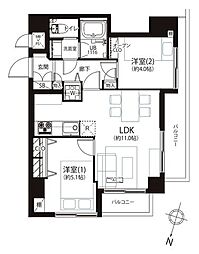セザール大森本町 2LDKの間取図画像