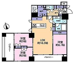 アスコットパーク東京八丁堀 3SLDKの間取図画像