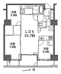 プラウドタワー芝浦 3LDKの間取図画像