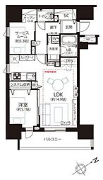 リビオ目黒リバーサウス 1SLDKの間取図画像