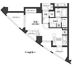 クオリア目黒大橋ウエスト ワンルームの間取図画像