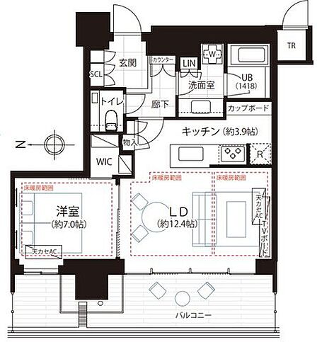 絶景を望むリノベーション済み1LDK。全居室7.0帖超え+床暖房付きの開放感ある住空間です。