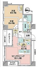 ブランズ九段北 2LDKの間取図画像