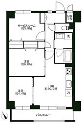 ライオンズステーションプラザ千歳烏山 2SLDKの間取図画像
