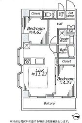 ライオンズマンション鉄砲洲第2 2LDKの間取図画像