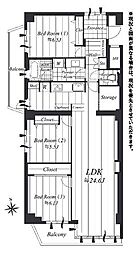 上目黒パークマンション 3LDKの間取図画像