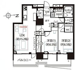 HARUMIFLAGPARKVILLAGET棟 2LDKの間取図画像