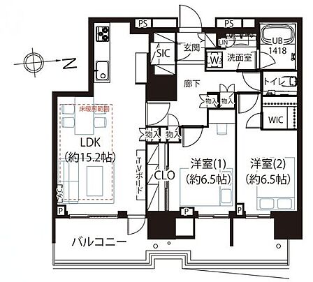 間取図作業のしやすい壁付けタイプのシステムキッチン。各所に収納を設けており荷物が多い方も安心です。