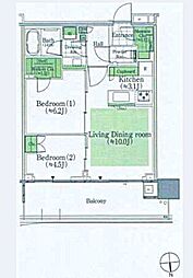 HARUMIFLAGPARKVILLAGET棟 2LDKの間取図画像