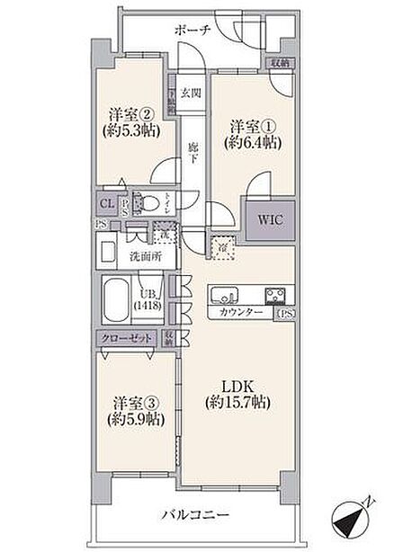 7階南東向きにつき、陽当たり・通風・眺望良好です。収納スペースの多いお部屋で、お荷物が多いご家庭も安心ですね。