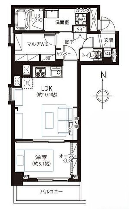 4階部分のバルコニー南向きで日当り・通風良好。内装リノベーション済のゆったり過ごせる明るい室内。