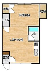 辻マンション 1LDKの間取図画像