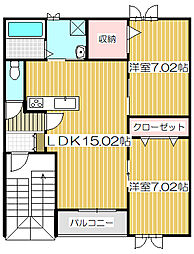 フォンテーヌ帯広2 2LDKの間取図画像