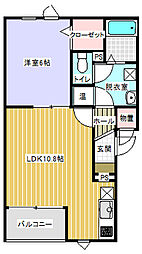 ハピネス132 1LDKの間取図画像