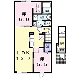 グランドコモンズ清水2 2LDKの間取図画像