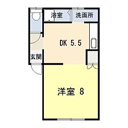 シュガータウン2 1DKの間取図画像