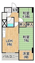 ダイヤモンドハイツ 3DKの間取図画像