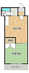 土井川ビル2号 1DKの間取図画像