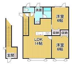メゾンダイト2 2LDKの間取図画像