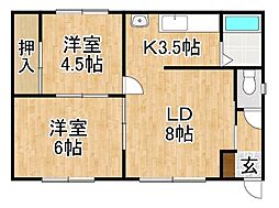 コーポ山口 2LDKの間取図画像