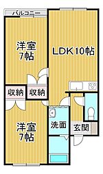 パークサイド12 2LDKの間取図画像
