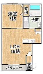 シャンテ1628B 1LDKの間取図画像