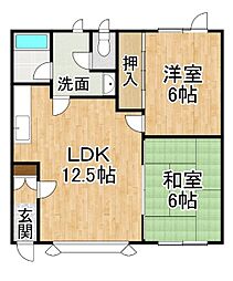 ハイツ夕陽ケ丘 2LDKの間取図画像