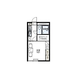 レオパレス光貴 1Kの間取図画像