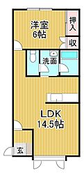 コーポフラワー3 1LDKの間取図画像