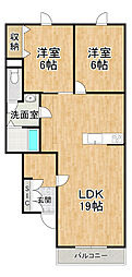 ハイツパークサイド2 2LDKの間取図画像