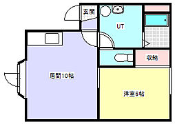 るんるんハイツ2 1LDKの間取図画像