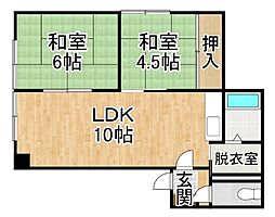 三谷ハイツ 2LDKの間取図画像