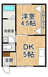 ハイツたんぽぽ 1DKの間取図画像