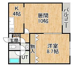 あかつきニュータウンA 1LDKの間取図画像