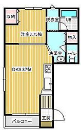 ムトウハイツ1 1LDKの間取図画像