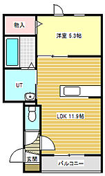 Berg・イースト 1LDKの間取図画像