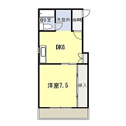 土井川ビル2号 1DKの間取図画像