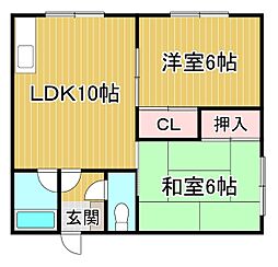 ハイツやまもと 2LDKの間取図画像
