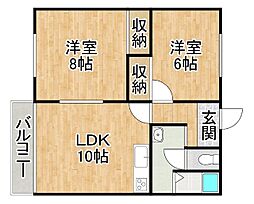 コーポラス桜 2LDKの間取図画像
