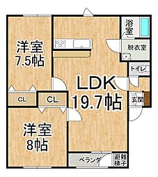レジデンスコスモ 2LDKの間取図画像