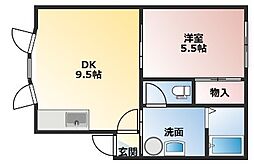 わんわんハイツ 1LDKの間取図画像
