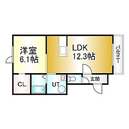 プラシード4 1LDKの間取図画像