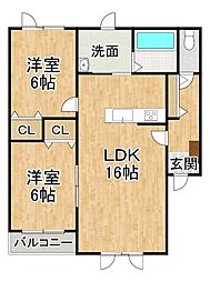 ALPHA1 2LDKの間取図画像