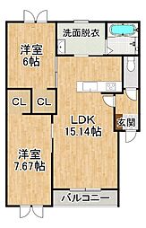 SCRIM 2LDKの間取図画像